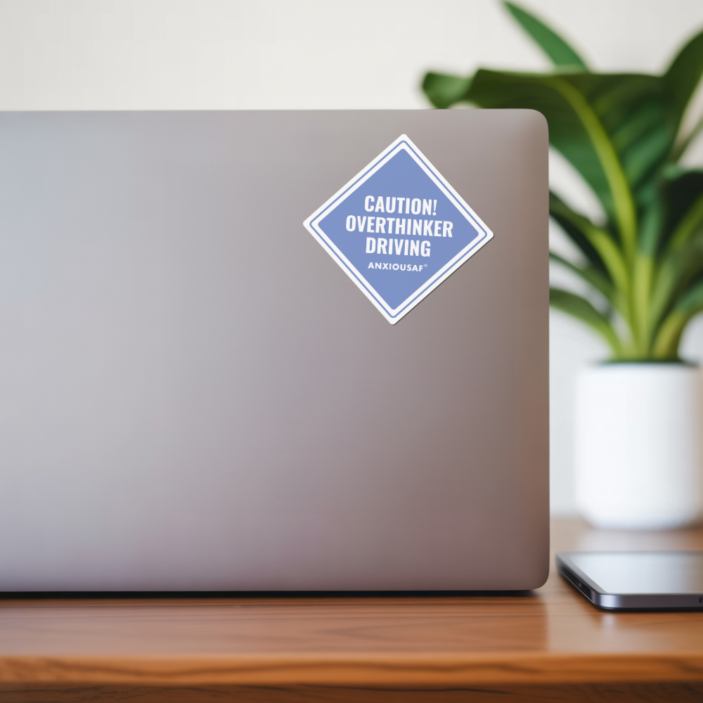 Caution! Overthinker Driving Sticker Purple