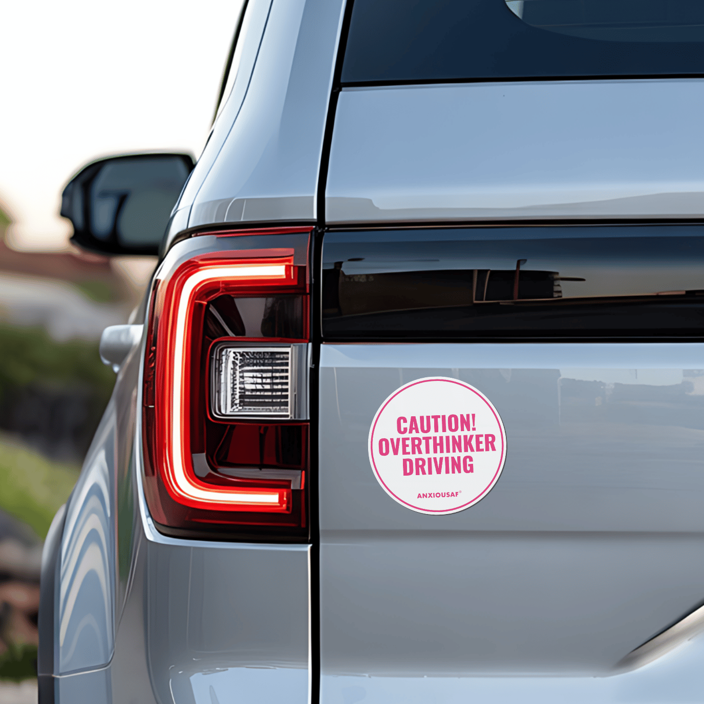 Caution! Overthinker Driving Sticker (Round)