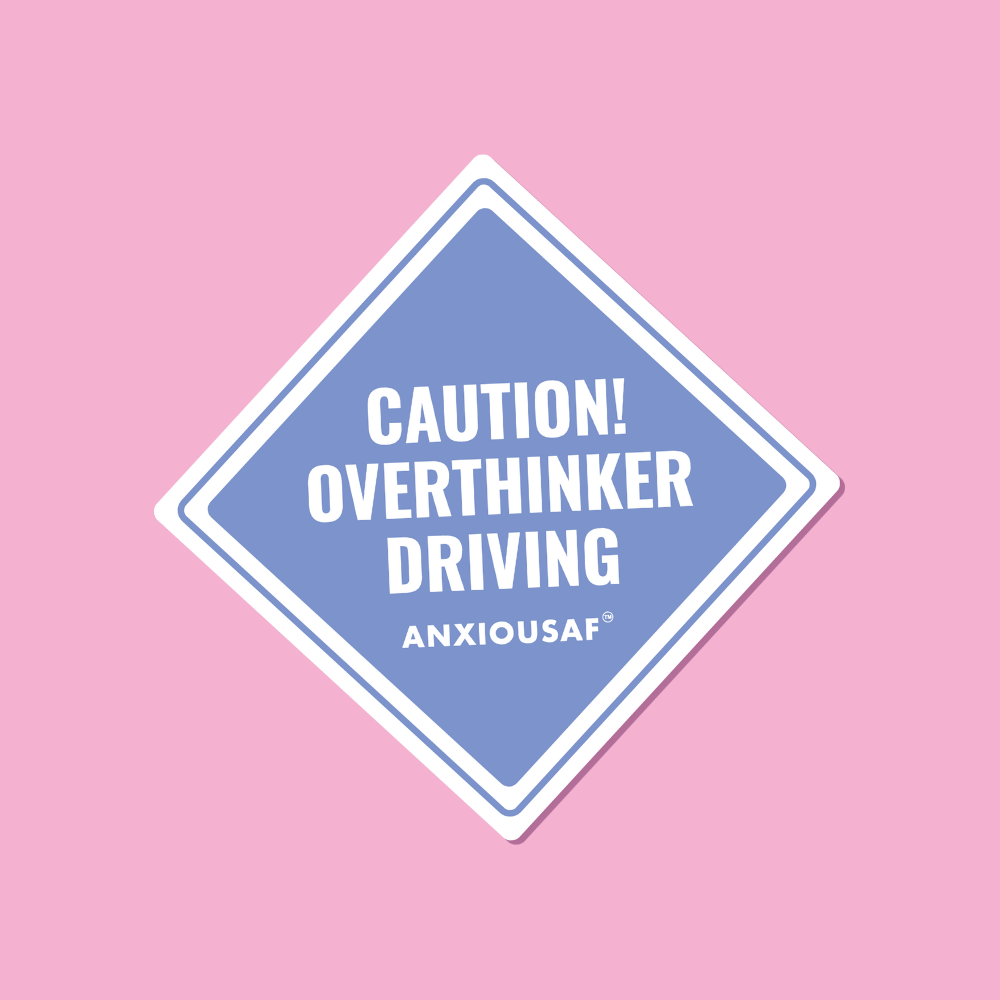 Caution! Overthinker Driving Sticker Purple