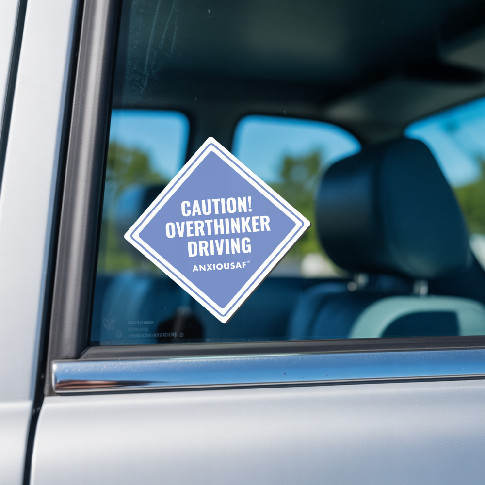 Caution! Overthinker Driving Sticker Purple